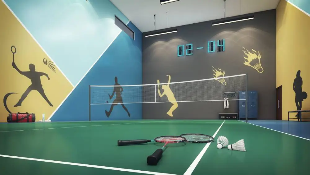 Badminton court amenity at SMR Vinay Iconia